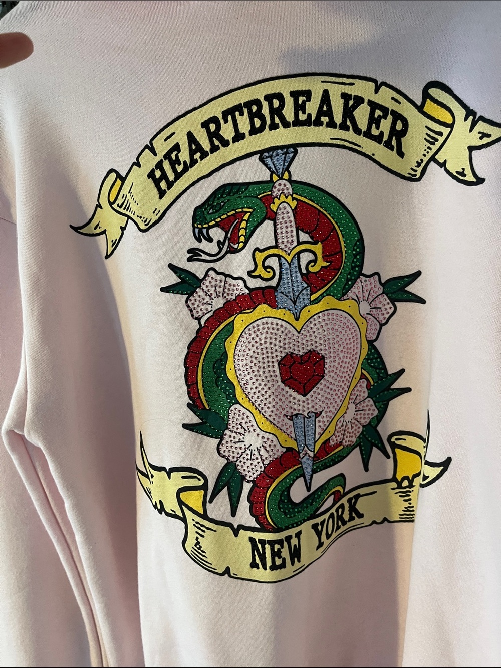 Pink Graphic jewel Heart Hoodie new